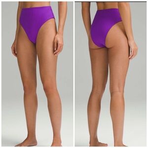 Lululemon Ribbed High-Waist Skimpy-Fit Swim Bottom Atomic Purple‎ size 8 NWT
